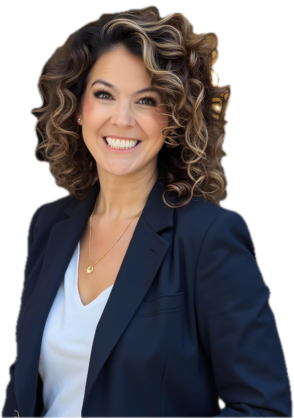 Jessica Doyle-Mekkes in a navy blazer, smiling.