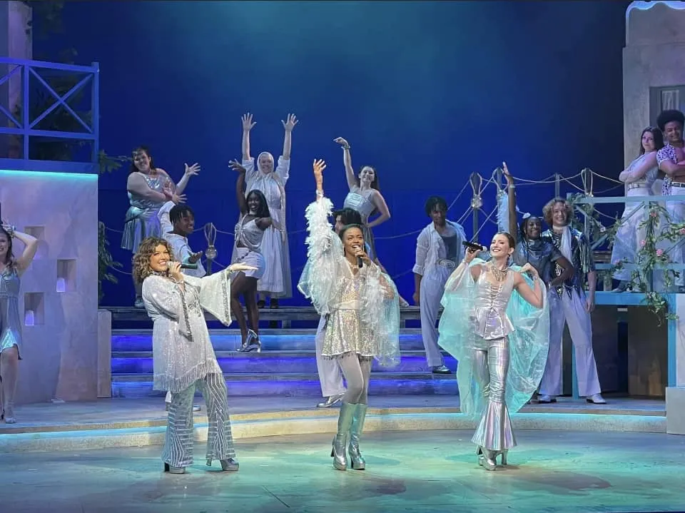 Jessica Doyle-Mekkes performing as Rosie in Mamma Mia! at ECU's Loessin Playhouse, 2022.
